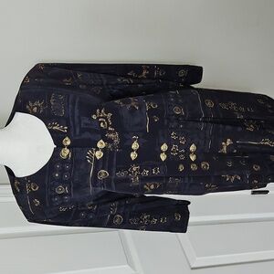 Pride & Joy Vintage Women's Blue Art to Wear Tunic Style Size 12